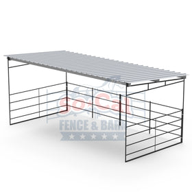 12x24 Horse Shelter Kit with Sloped Roof (Powder Coated Dapple Grey)