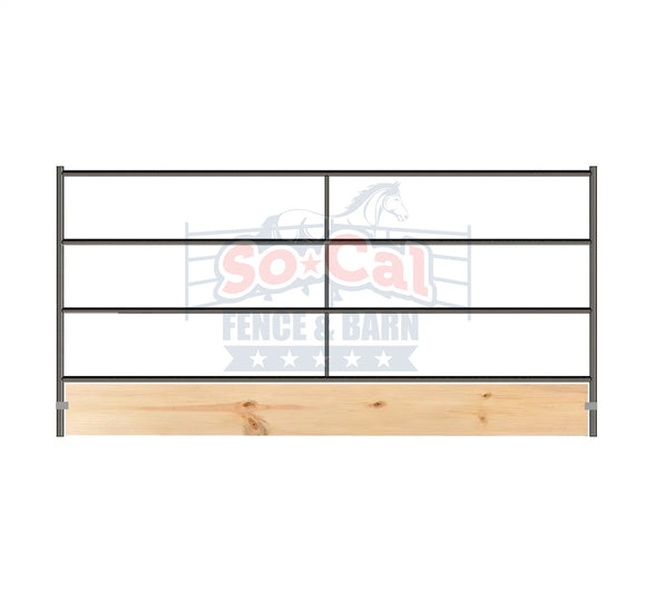 Premium 10x5 Horse Corral Panel WOOD INSERTABLE CLAMPS (5 Rail) 1-5/8" 14 Gauge