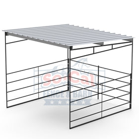 metal horse shelter shade cover with a sloped roof
