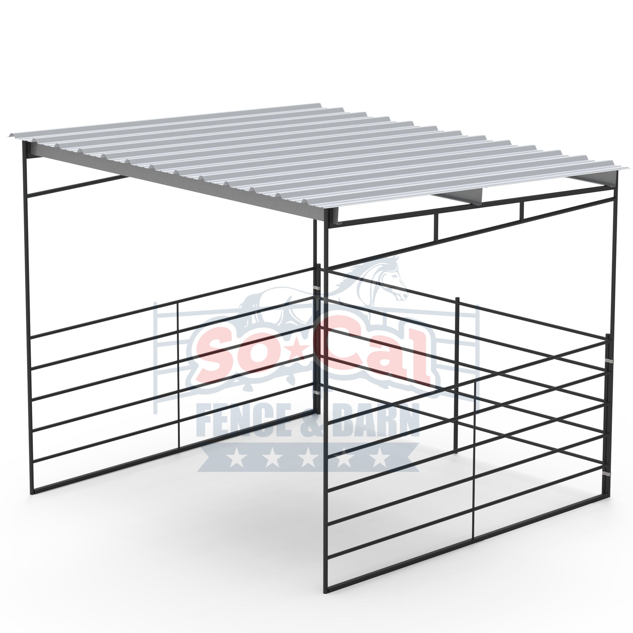 12x12 Horse Shelter Kit With Sloped Roof (Powder Coated Dapple Grey)