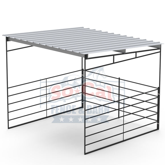 12x12 Horse Shelter Kit With Sloped Roof (Powder Coated Dapple Grey)