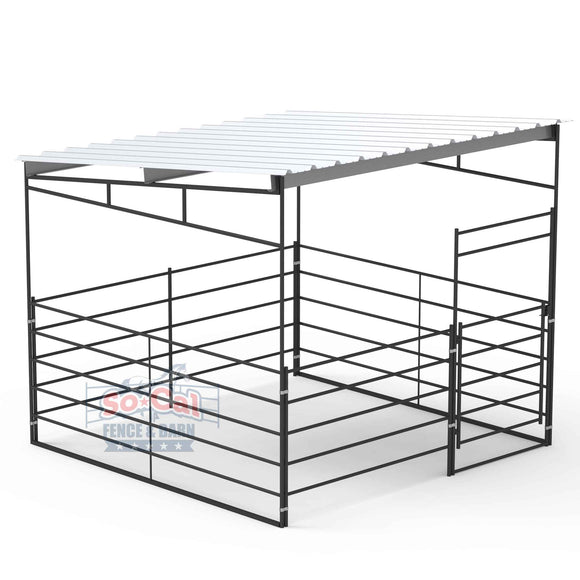 12x12 Horse Stall Kit with 12x12 Sloped Shelter (5 Rail)