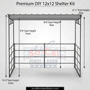 12x12 Freestanding Horse Shelter Kit With Sloped Roof-4