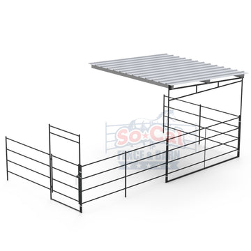 12X24 Add-On Stall with 12x12 Sloped Cover (4 Rail) - 0