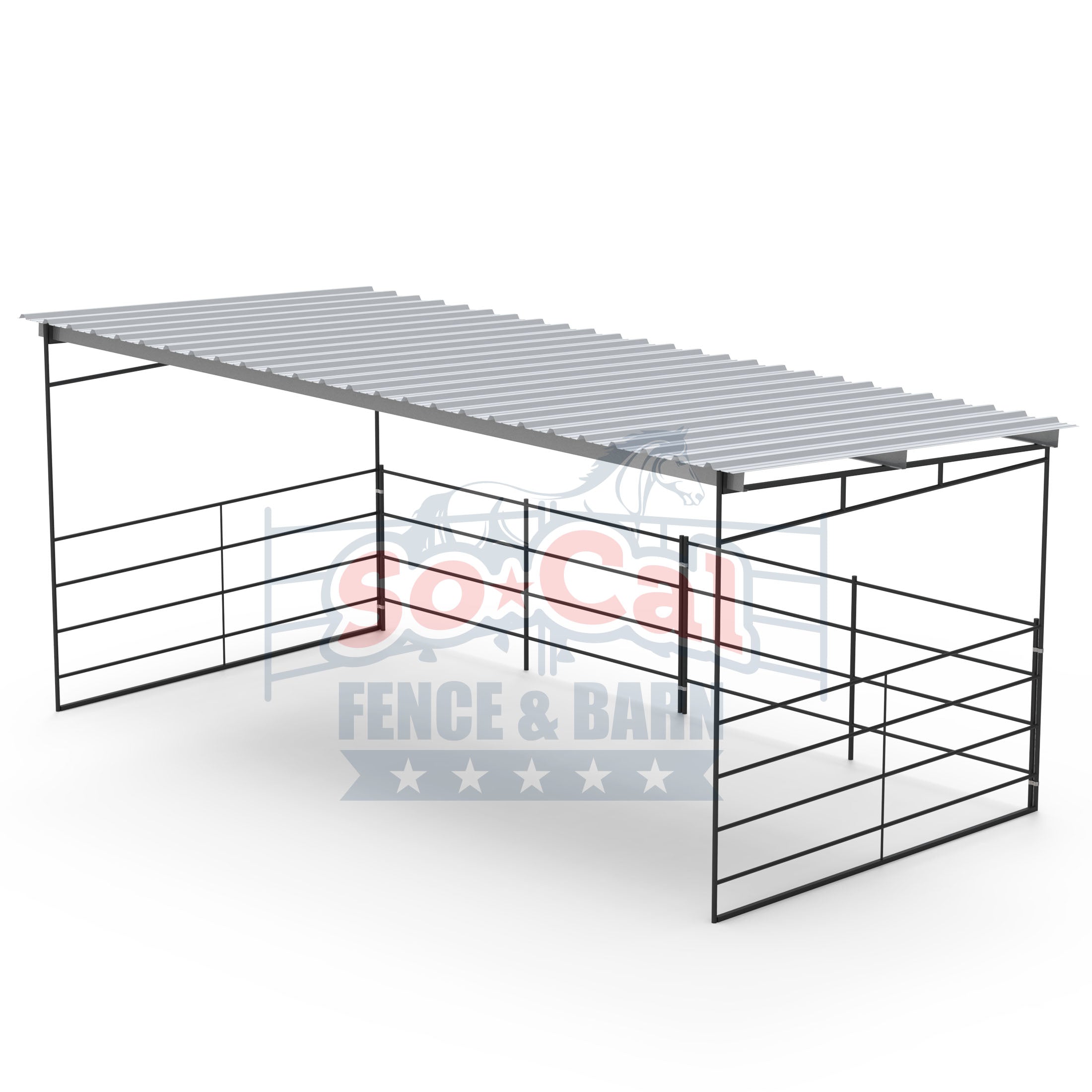 12x24 Horse Shelter Kit With Sloped Roof (Powder Coated Dapple Grey)