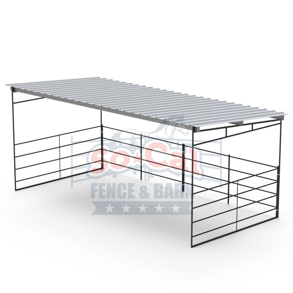 12x24 Horse Shelter Kit with Sloped Roof (Powder Coated Dapple Grey)