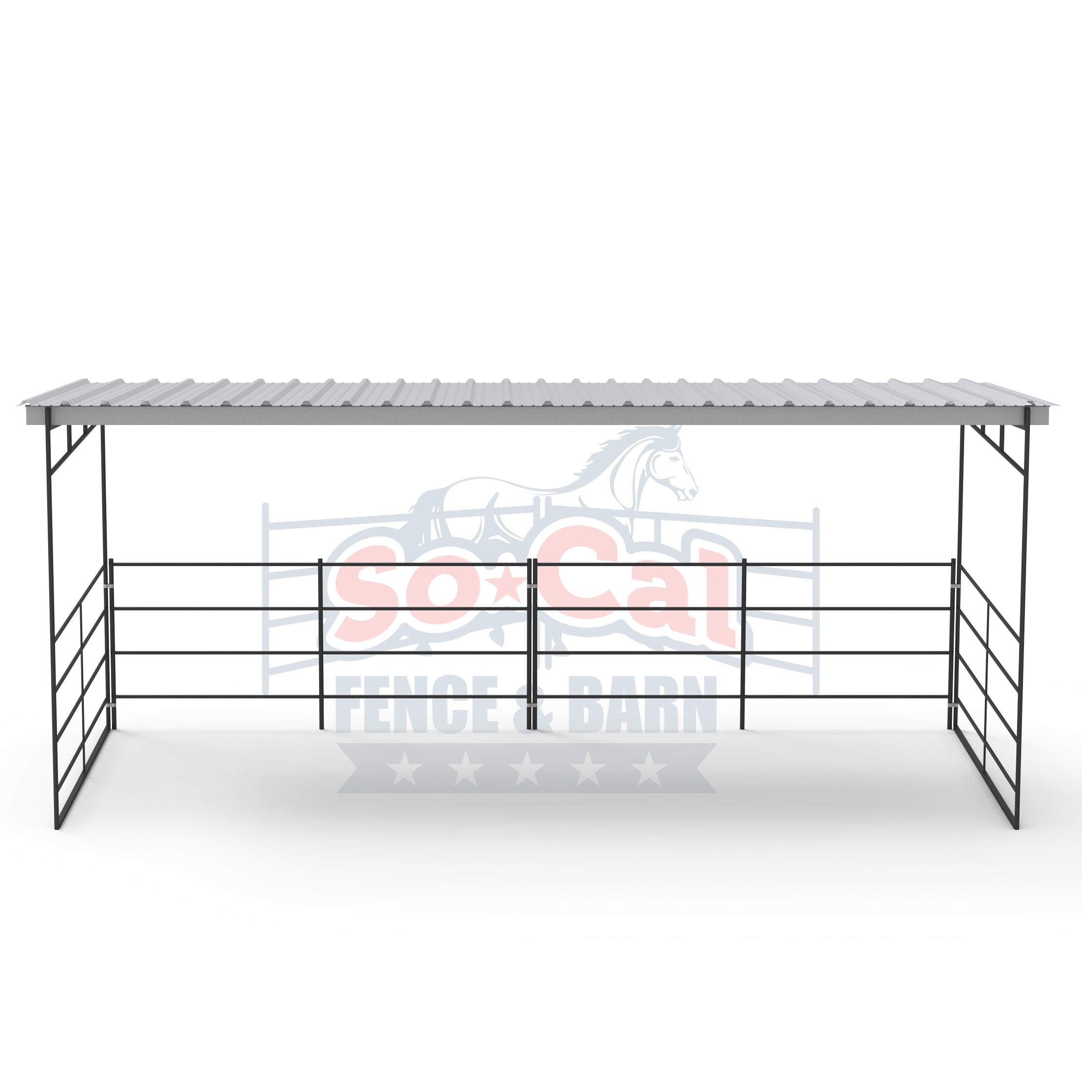 12x24 Horse Shelter Kit With Sloped Roof (Powder Coated Dapple Grey) - 0