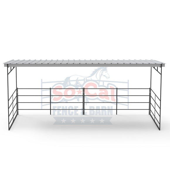 12x24 Horse Shelter Kit with Sloped Roof (Powder Coated Dapple Grey)