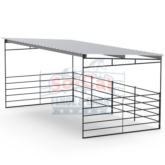 12x24 Horse Shelter Kit with Sloped Roof (Powder Coated Dapple Grey)