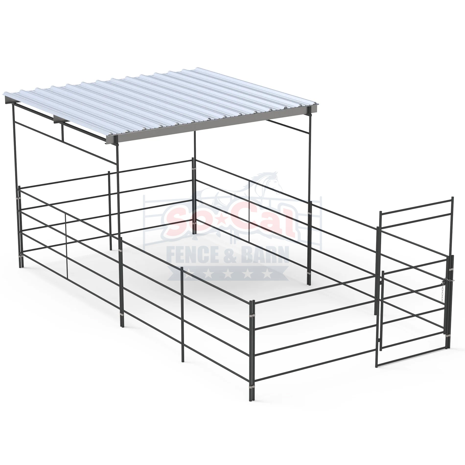 12x24 Stall with 12x12 Shelter (4 Rail)