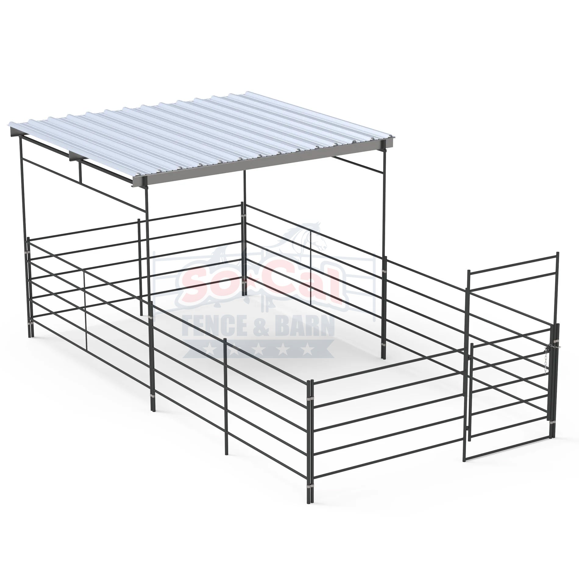 12x24 Stall with 12x12 Shelter (5 Rail)