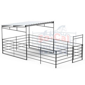 12x24 Horse Stall with 12x12 Sloped Cover (5 Rail) - 0