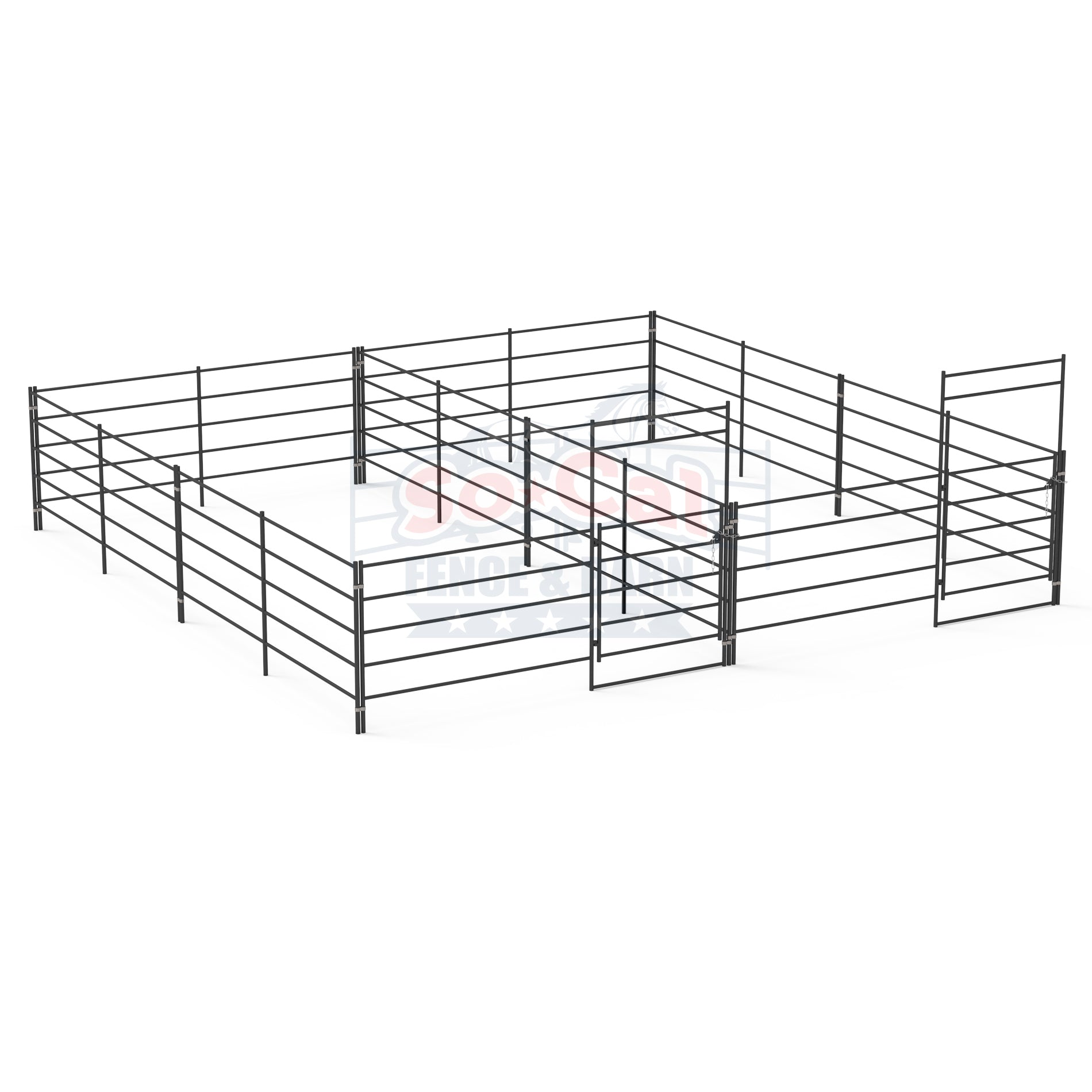 Two 12x24 Horse Stalls Side-by-Side (5-rail)