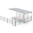 horse stall with a sloped roof cover