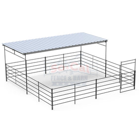 24x24 Stall with 12x24 Shelter (5 Rail)