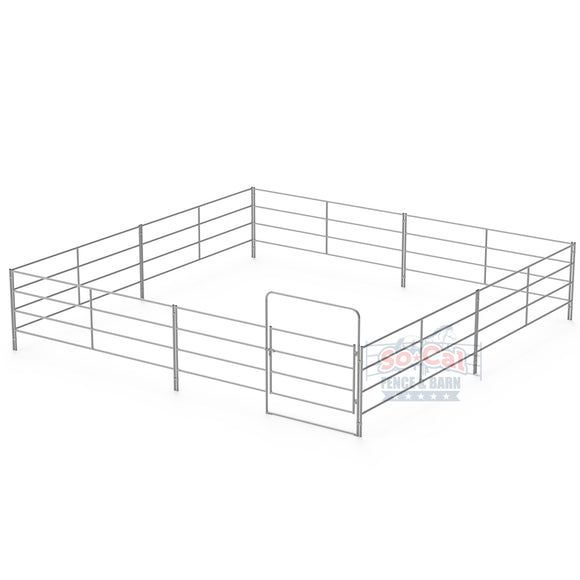 24x24 Economy Horse Stall Kit | 4-Rail | 16-Gauge Galvanized | Light Duty