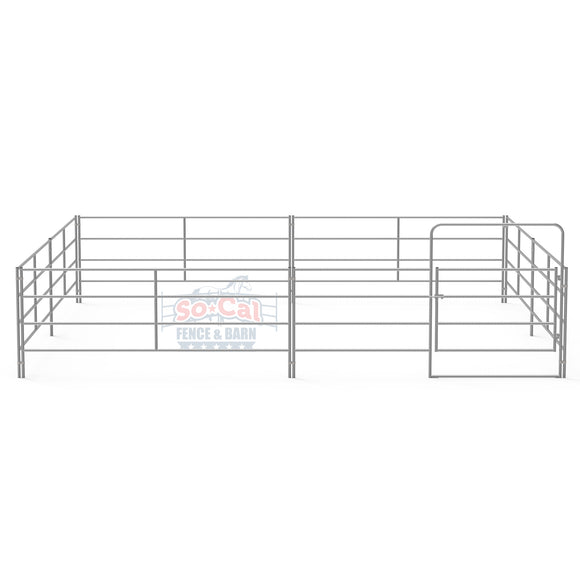 24x24 Economy Horse Stall Kit | 4-Rail | 16-Gauge Galvanized | Light Duty