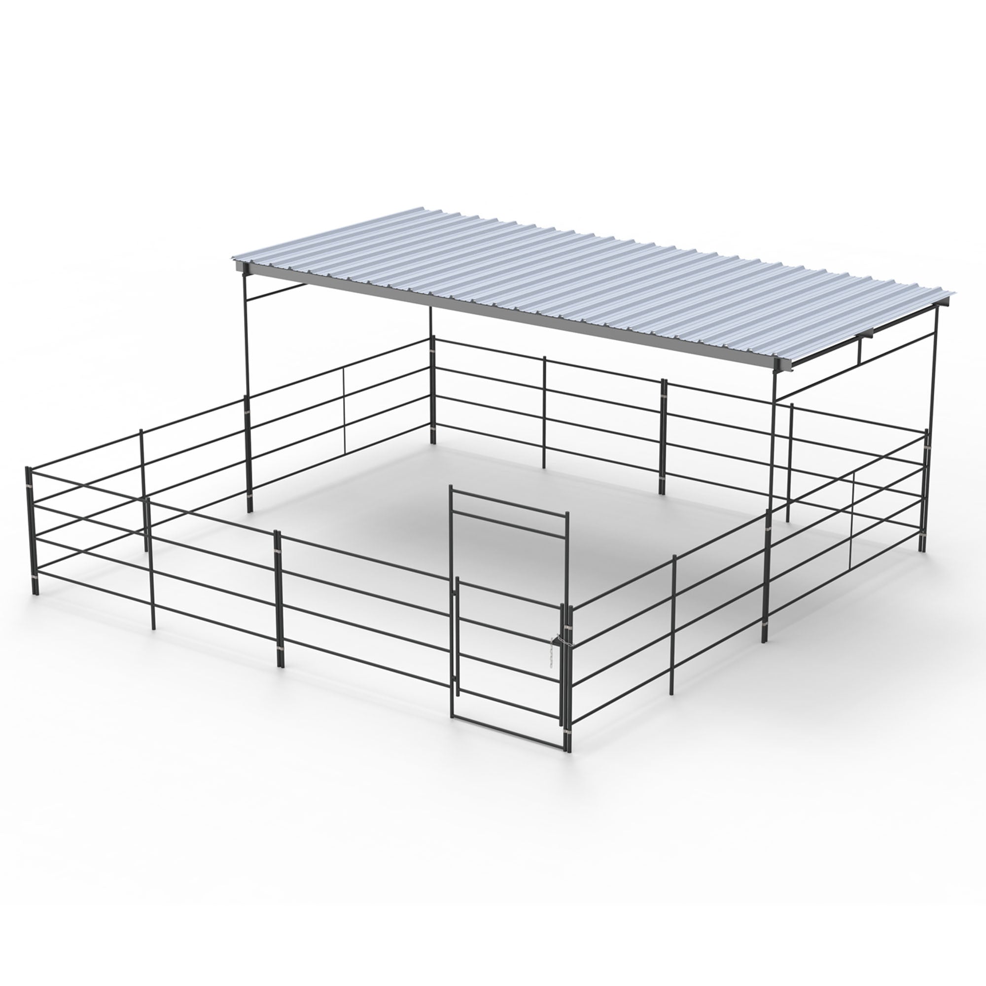 24x24 Horse Stall with 12x24 Shelter (4 Rail) | #1 Corrals For Sale ...