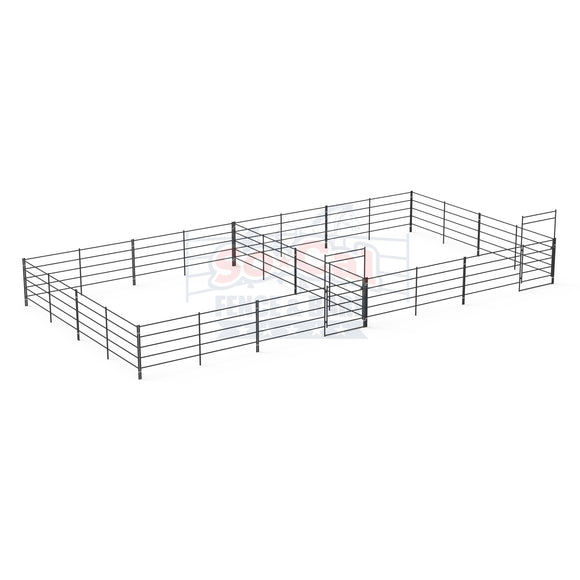 Two 24x24 Horse Stalls Side-by-Side (5-rail)