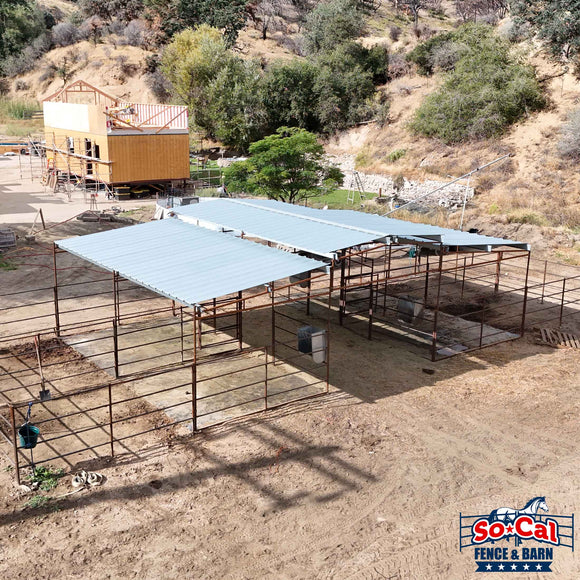 Mare Motel with (4) 12x24 Stalls and 12ft Breezeway 4-Rail *LIMITED TIME SALE ON THIS MOTEL ONLY*