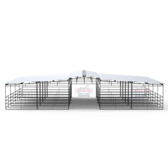 Mare Motel with (8) 12x24 Stalls *FULLY COVERED* and 12ft Breezeway 4-Rail