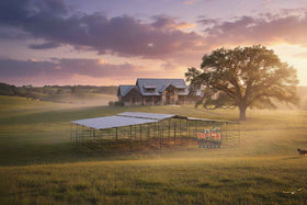 Mare Motel with (8) 12x24 Stalls *FULLY COVERED* and 12ft Breezeway 4-Rail - 0