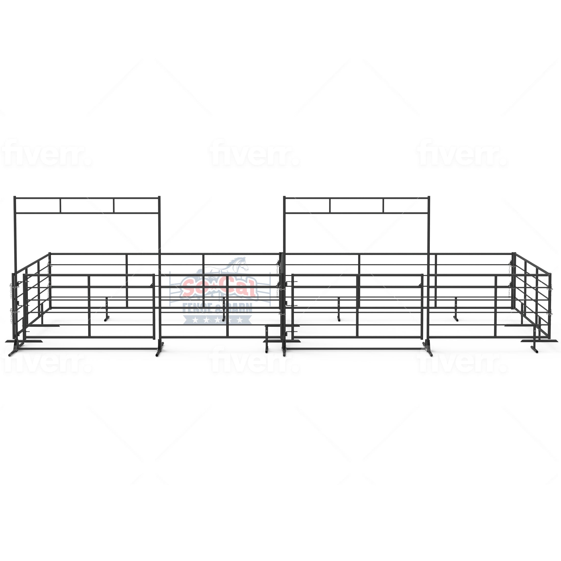 Two 20x20 Portable Cattle Corral System Side-by-Side