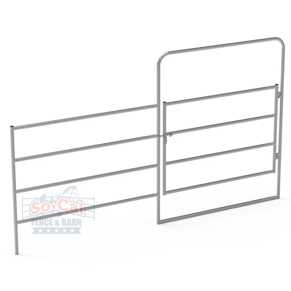 *LIGHT DUTY* Panel Gate Combo 12ft 4-Rail (Galvanized) 16-Gauge