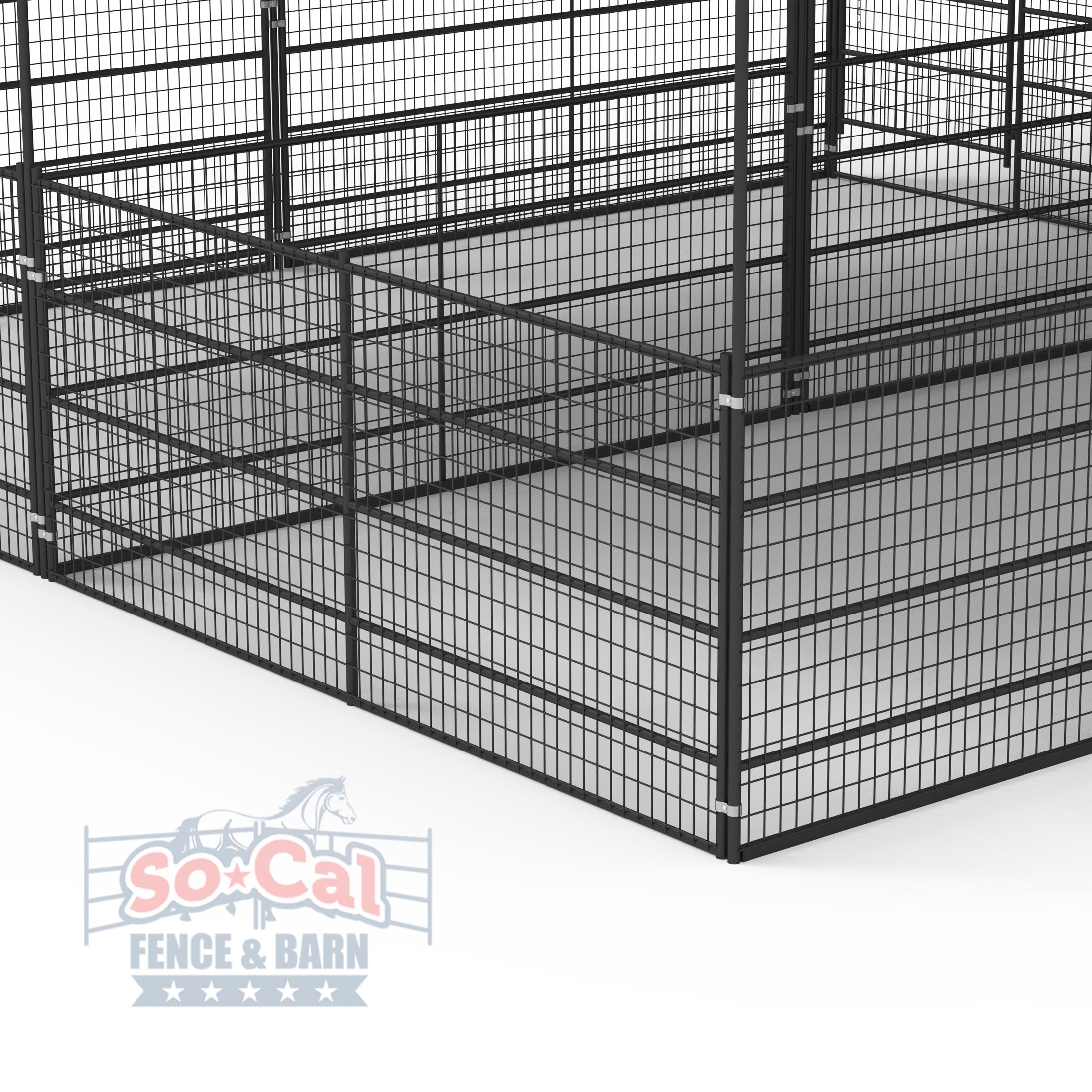 Mare Motel with (4) 12x24 Stalls FULLY COVERED | Welded Wire Panels | 12ft Breezeway