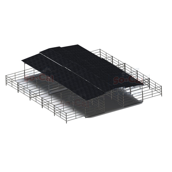 Mare Motel with (10) 12x24 Stalls and 12ft Breezeway 4-Rail