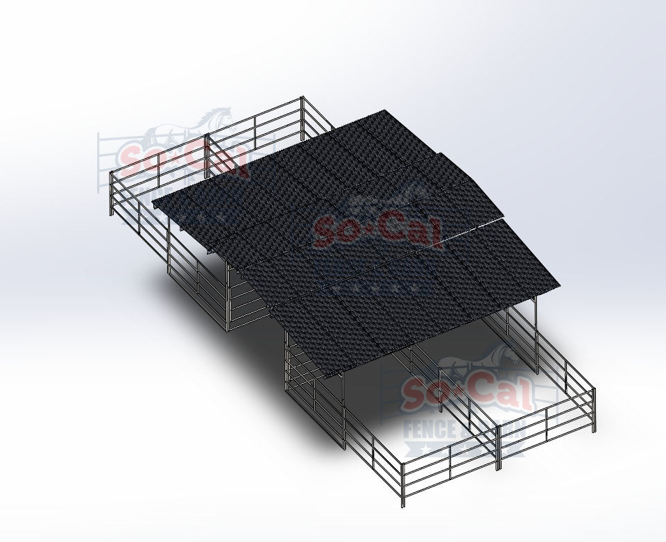 Mare Motel with (4) 12x24 Stalls and 12ft Breezeway 5-Rail