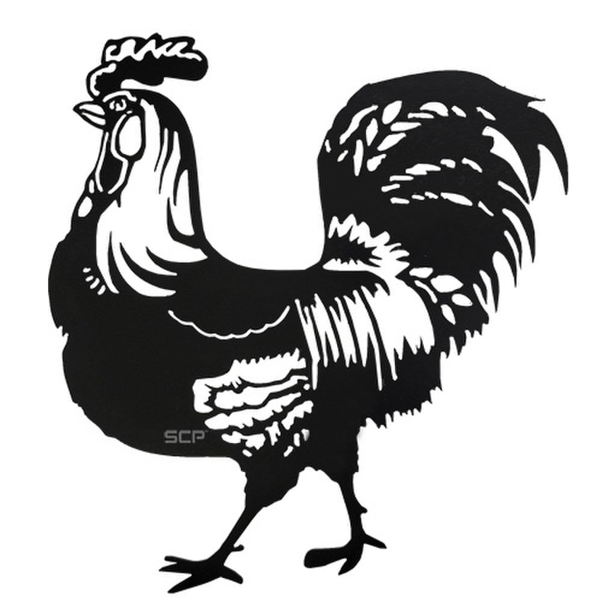 Metal Art - Rooster - 15" X 14" - 11 GAUGE - Powder Coated Black