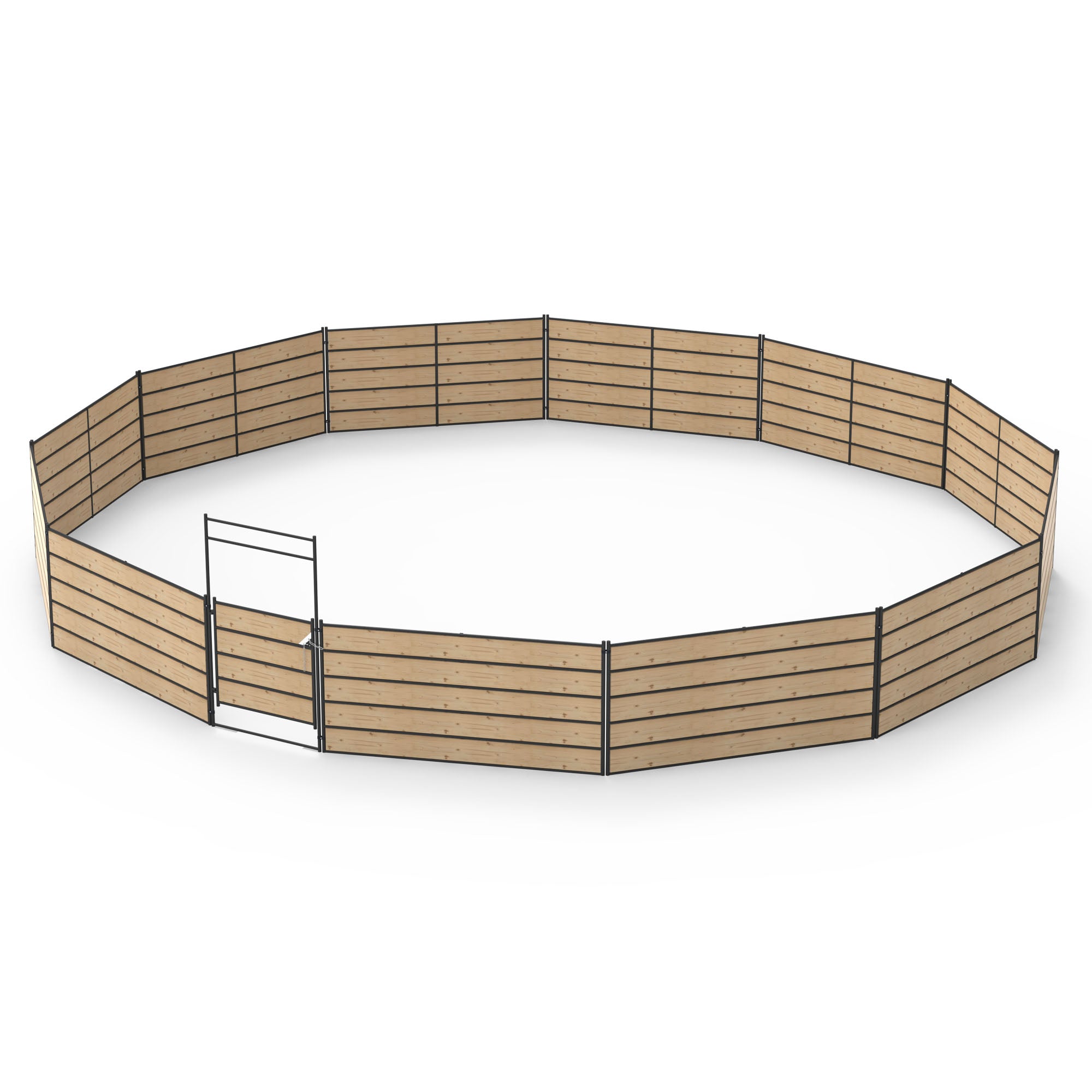 Wood Round Pen Kit With Wooden Panels & Bow Gate - 0