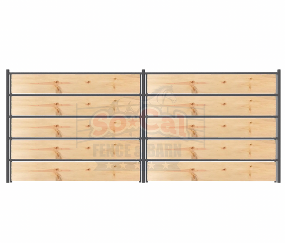 Premium 12x5 Horse Corral Panel WOOD INSERTABLE (5 Rail) 1-5/8" 14 Gauge