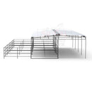 Mare Motel Shed Row with 12x24 Stalls with 12x12 Covers & 12ft Breezeway 4-Rail *BARE METAL RUSTIC*-3