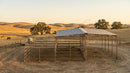 Mare Motel Shed Row with 12x24 Stalls with 12x12 Covers & 12ft Breezeway 4-Rail *BARE METAL RUSTIC*-5
