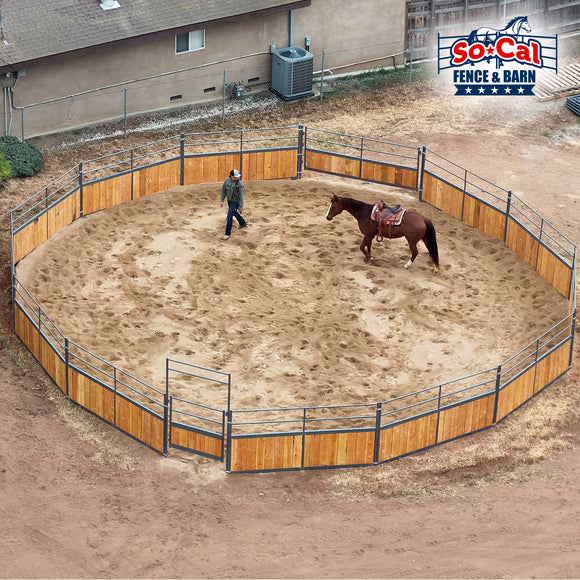 Signature Series Wooden Round Pen With 10ft Swing Gate - Wood Not Included