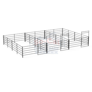 Three 12x24 Horse Stalls Side-by-Side (5-rail)
