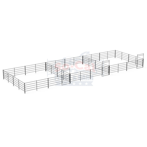 Three 24x24 Horse Stalls Side-by-Side (5-rail)