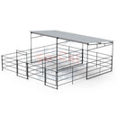 Two 12x24 Horse Stalls Side-by-Side with 12x12 Sloped Covers (4 Rail)-1