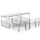 Two 12x24 Horse Stalls Side-by-Side with 12x12 Sloped Covers (4 Rail)-2