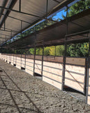 Mare Motel with (4) 12x24 Stalls FULLY COVERED and 12ft Breezeway 5-Rail +WOOD INSERTABLE CLAMPS-3