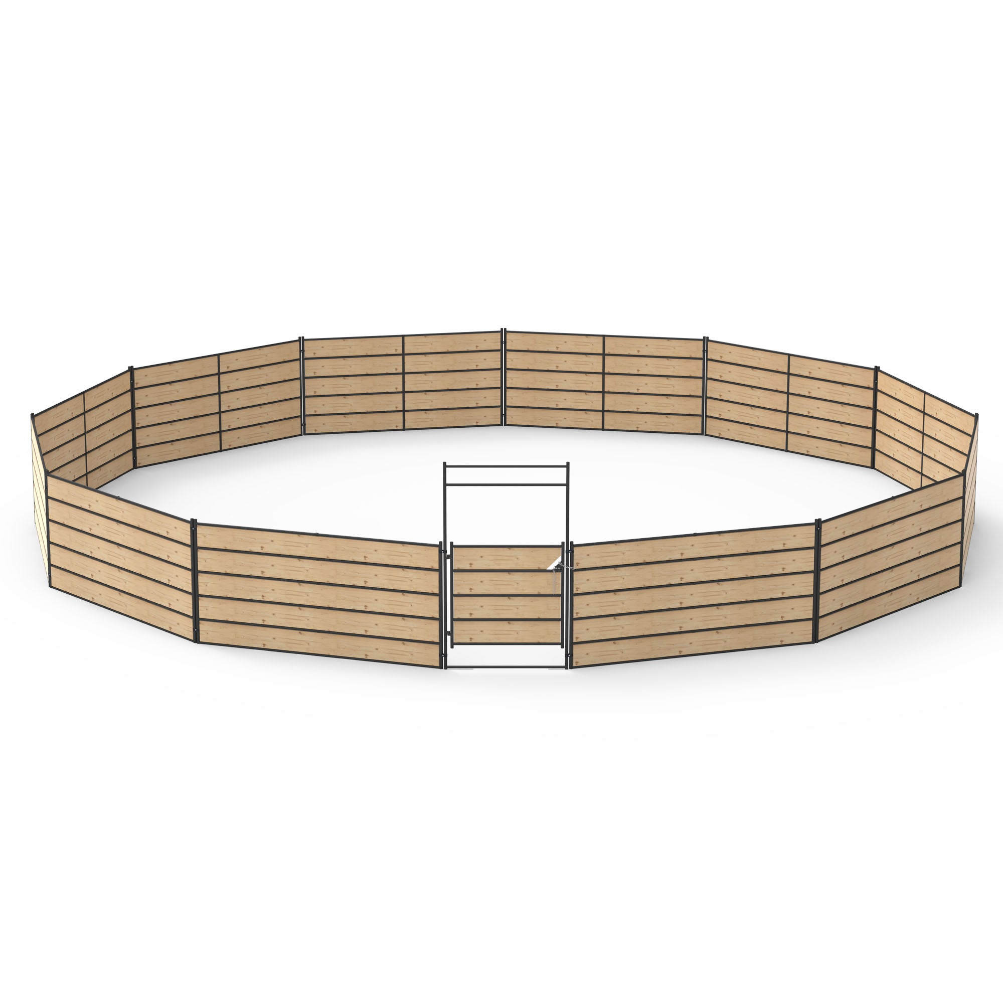 Wood Round Pen Kit With Wooden Panels & Bow Gate