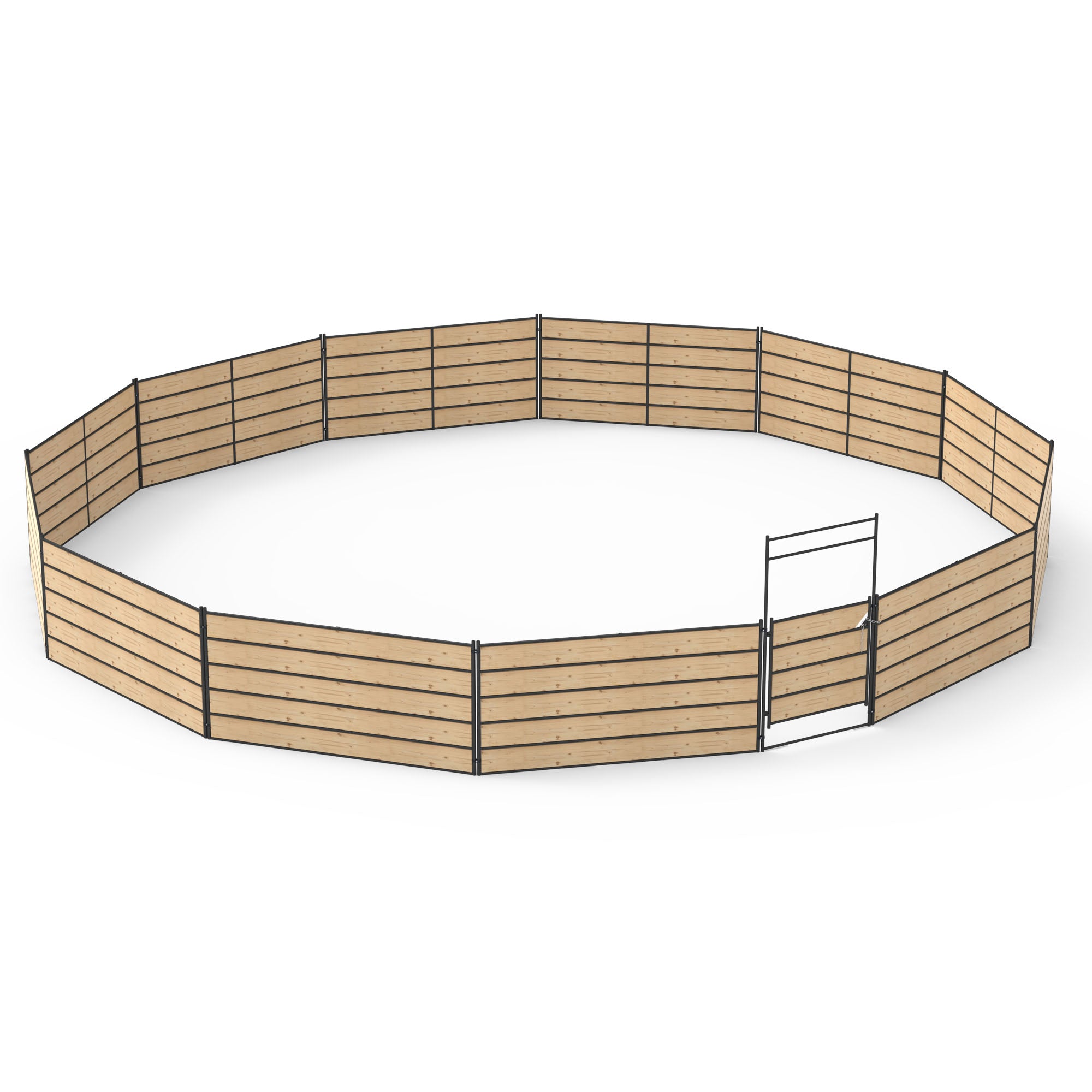 Wood Round Pen Kit With Wooden Panels & Bow Gate