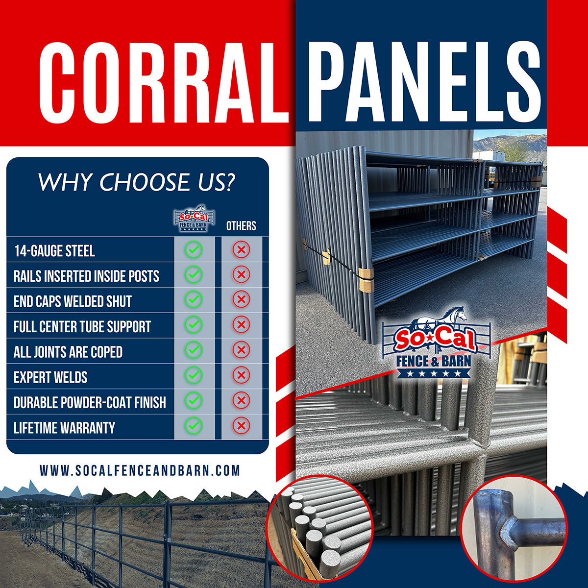 Cal Panel Premium 12ft Horse Corral Panels (5 Rail) 1-5/8