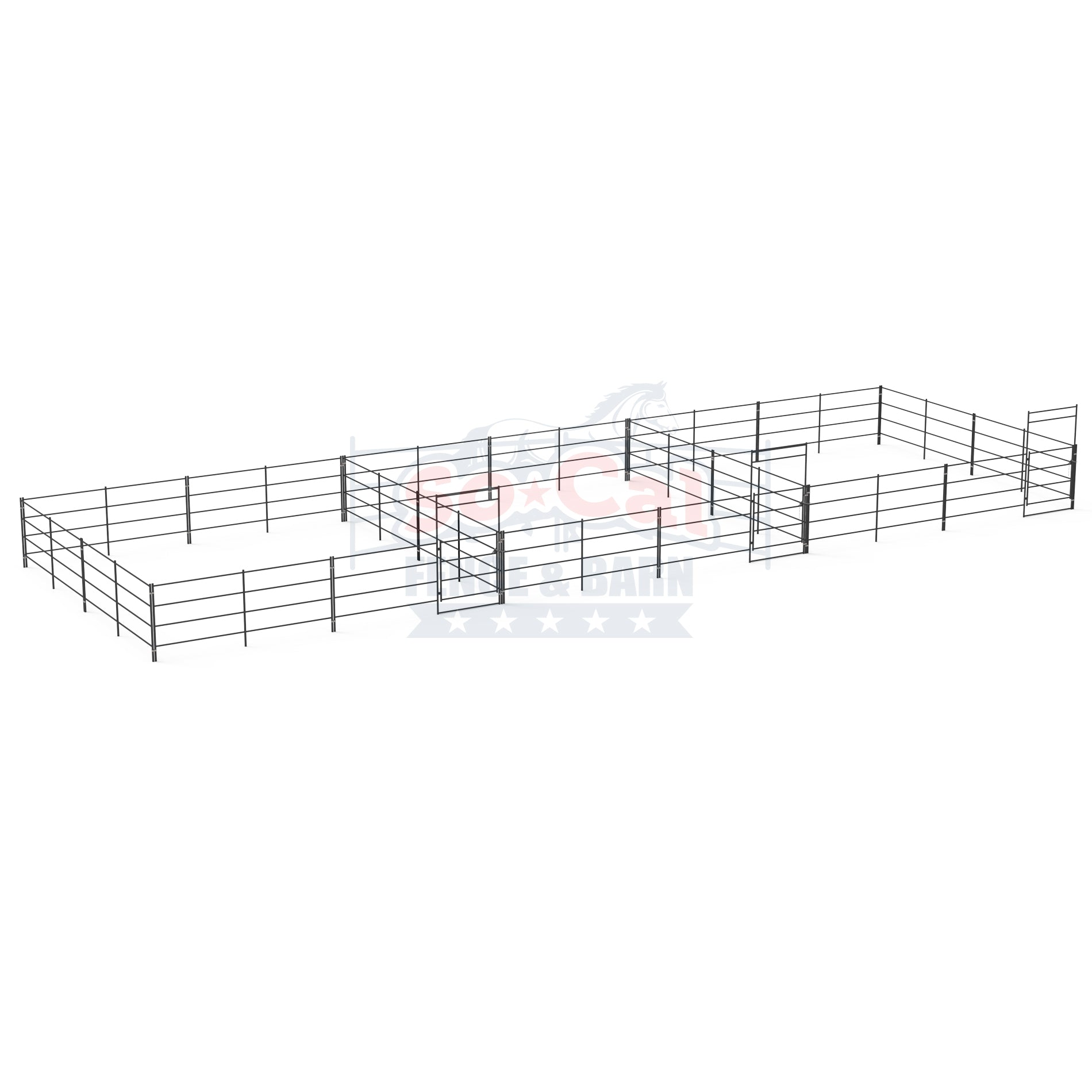 Three 24x24 Horse Stalls Side-by-Side 4-rail