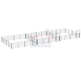 Three 24x24 Horse Stalls Side-by-Side (4-rail)