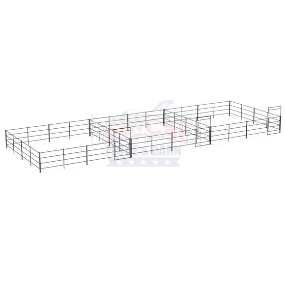 Three 24x24 Horse Stalls Side-by-Side (4-rail)